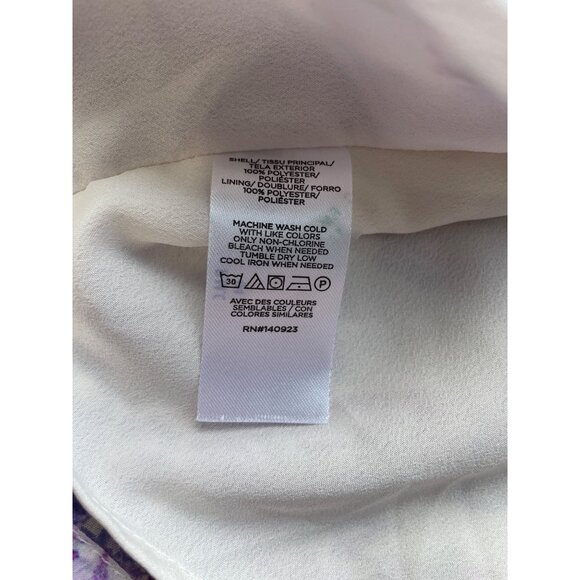 Loft Floral Blouse Size Small Petite Long Sleeve Purple White Smocked Neck Boho - Picture 5 of 8